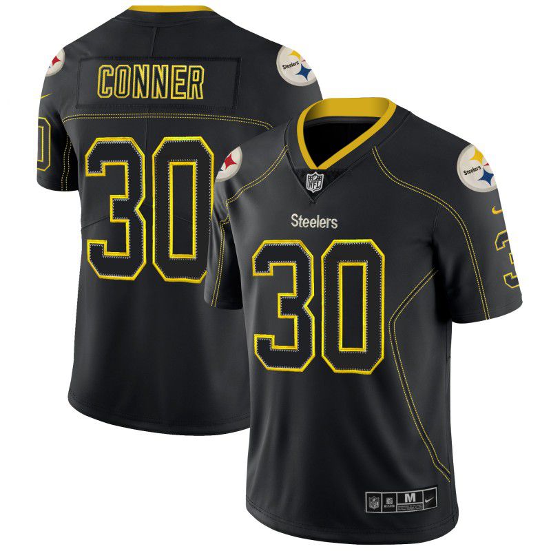 Men Pittsburgh Steelers 30 Conner Black Nike Lights Out Black Color Rush Limited NFL Jersey